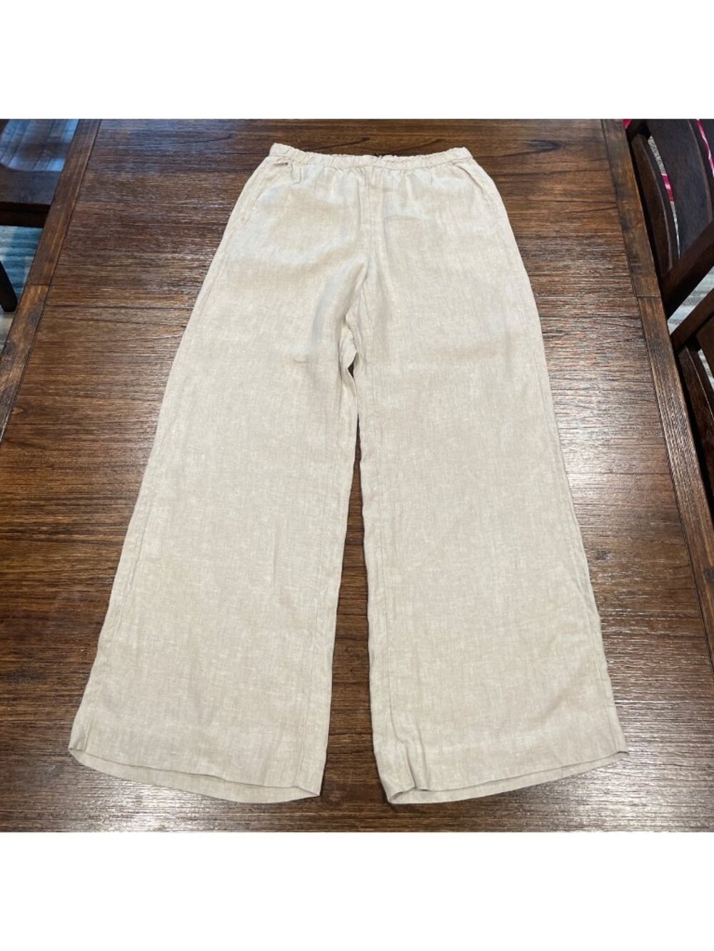 NWT J.Crew Stratus Linen Pant Sz M Natural Flax High Rise Relaxed Coastal Beach